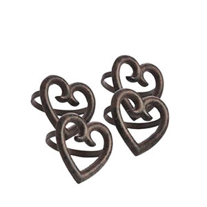 Rond de serviette coeur en fonte, rond de serviette en métal, pour les dîners de mariage, la salle à manger, les réunions de famille et les occasions spéciales - Product Image 1
