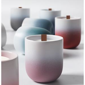 Elegante diseño moderno elegante recipiente de cerámica tarro decoración del hogar hecho a mano gradiente hormigón vela contenedor - Product Image 6