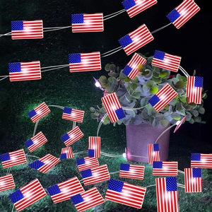 Guirlande lumineuse en fil de cuivre de 4 mètres avec 40 <span class=keywords><strong>LED</strong></span> en forme d'étoile et drapeau américain, décoration nationale du 4 juillet, rouge, blanc, bleu, en provenance de Chine - Product Image 5