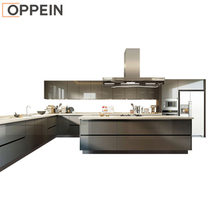 For OPPEIN Modern Kitchen <strong>Cabinets</strong> Gloss <strong>Grey</strong> 2 Pack Furniture with Sink Faucet Hinge Drawer Slide Accessories - Product Image 4
