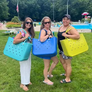 Eva Silicone Summer Rubber Handbags Custom Large Waterproof Washable Tip Proof Durable Open Tote Beach Bag