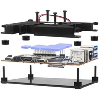 OrangePi 5B wadah pelindung elektronik konsumen dalam oranye paduan aluminium dengan kipas pendingin