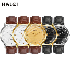 Montre Homme HALEI Neuve Originale à Quartz avec Bracelet en Cuir Étanche 3 ATM Aiguille Diamant Mouvement Japonais Vente en Gros en Dropshipping - Product Image 6