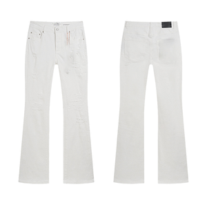 Stonewashed Flare Denim Jeans-Vintage Casual Style Eco-Friendly Lightweight Fabric Mid Waist Regular Fit Light Blue - Product Image 1