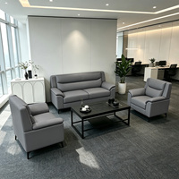 Ensemble de canapés de bureau modernes en cuir gris, canapé d'accueil pour hall de bureau, mobilier commercial, canapé pour visiteurs de bureau