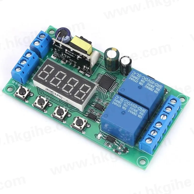 Hot Sell Ac 220V Dual Channel Module Multifunctionele Puls Trigger Cycle Timer 0.01S-999M 5a Tijdvertragingsrelais YF-7