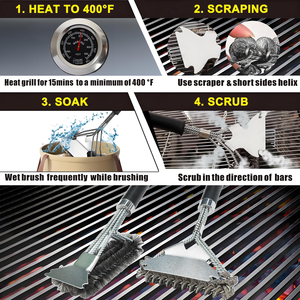 Simple Deluxe Grill Brush Scraper <b>BBQ</b> Stainless Steel Grill Cleaner Accessories Utensils for Cleaning with Exchangeable Handle - Product Image 6