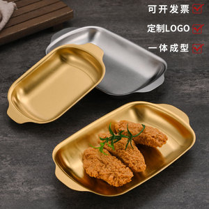 Stainless Steel Double-Eared Serving Tray Rectangular Multi-Use For Restaurant Barbecue <b>Grilled</b> Meat Cold Dishes Fried Chicken - Product Image 2