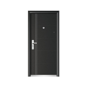 Porte de sécurité noire minimaliste moderne, design à panneaux plats, en acier, antivol, pour usage domestique et commercial - Product Image 5