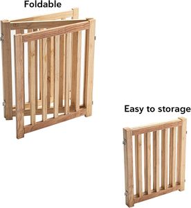 Barrière pour chien pliable en bois, autoportante, pour couloirs intérieurs, barrière pour chien d'intérieur pour chiens de petite à moyenne taille - Product Image 4