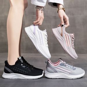 Scarpe da Tennis in tessuto volante Casual da donna scarpe da ginnastica traspiranti <span class=keywords><strong>con</strong></span> lacci e <span class=keywords><strong>zeppe</strong></span> da passeggio <span class=keywords><strong>con</strong></span> plateau per l'estate - Product Image 5