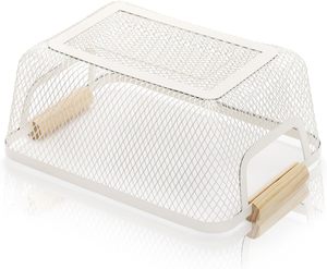 Set di 3 Cestini in Rete Metallica Bianca con Manico in <span class=keywords><strong>Legno</strong></span> per Frutta e Giocattoli, Ideali per Armadi, Dispense, Camere da Letto e Cucine - Product Image 6