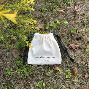 High Quality 100% Organic Cotton Canvas Pouch Small Gift Jewelry <b>Packaging</b> <b>Bag</b> With Black Ribbon - Product Image 3