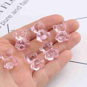 Bahan manik-manik buatan tangan DIY gelang anak-anak kalung aksesori rambut transparan akrilik beruang liontin manik-manik - Product Image 6
