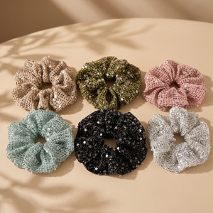 Scrunchie Korea Berpayet, Ikat Rambut Berongga, Kepang Vintage Ukuran Besar, Tali Rambut untuk Kuncir Kuda - Product Image 1