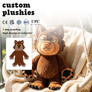 Peluche <span class=keywords><strong>loup</strong></span> personnalisée CE CPC à faible MOQ, super douce, 65 cm, peluche <span class=keywords><strong>loup</strong></span>-<span class=keywords><strong>garou</strong></span> lestée de qualité supérieure pour câliner - Product Image 1