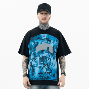 Oversized Men's T-Shirts 100% Cotton Custom Front Logo Digital Printing O-Neck Casual Style Short Sleeve Breathable Regular - Product Image 1