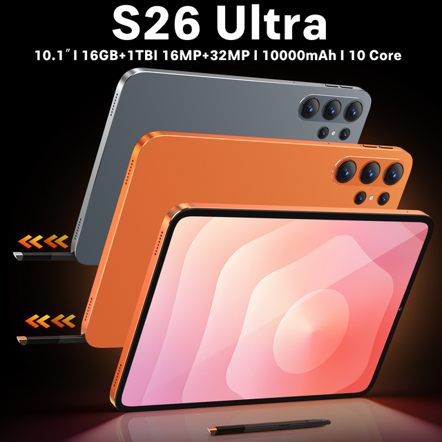 2026 New 16G+1TB S26 5G Dual SIM Tablet PC Fast Big Screen Android 15 Global CDMA LTE