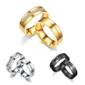 हॉट स्पॉट नया सरल पुरुषों की टाइटेनियम स्टील की अंगूठी महिलाओं के जिक्रोन युगल अंगूठी