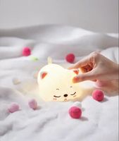 Lampe pour chat mignon en silicone Veilleuse animale à 3 niveaux de luminosité Veilleuse LED pour chat pour enfants