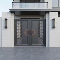 Portails doubles battants automatiques en alliage d'aluminium pour villa, avec design moderne et surface thermolaquée