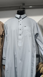 CCY Qamis Homme Arabe <span class=keywords><strong>Moderne</strong></span>, Vêtement Islamique Style Saoudien, Jubba Kandura Musulman avec Col Contrastant, Dishdasha <span class=keywords><strong>Kaftan</strong></span> avec Poches - Product Image 6