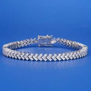 Pulsera de tenis al por mayor en stock, de Plata de ley 925, con incrustaciones de Moissanita y diseño de racimo de diamantes cuadrado, Joyería Hip Hop - Product Image 2