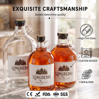 Bouteille en verre transparente en gros avec poignée, grande capacité (1L, 2L, 3L, 4L, 5L, 8L) pour rhum, whisky, vodka, spiritueux, gin, cocktails