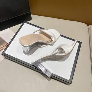 Bottines à talons épais en cristal, polyvalentes et tendance, et sandales transparentes à talons hauts pour l'été, pour femmes - Product Image 5