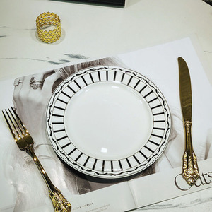 Venta al por mayor de lujo europeo Black Line Bone China 4PCs Juego de platos y tazas - Product Image 3