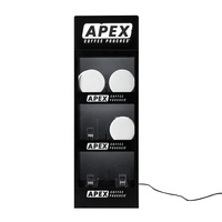 Présentoir à tabac moderne APEX Premium à 3 niveaux, personnalisable, poli, amovible, avec éclairage supérieur, pour comptoir de magasin de détail