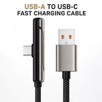 Cable de Carga Rápida de 240W con Soporte Plegable para Teléfono, Cable de Datos en Ángulo Recto para Teléfono, Tableta, Portátil, Accesorios de Juego