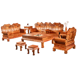 Phong Cách Cổ Đồ Nội Thất Gỗ Rắn Gỗ Ghogany Rosewood Trung Quốc Phong Cách <span class=keywords><strong>Sofa</strong></span> Lớn Thiết Lập Cho Phòng Khách Căn Hộ Nhỏ Miếng Bọt Biển - Product Image 5