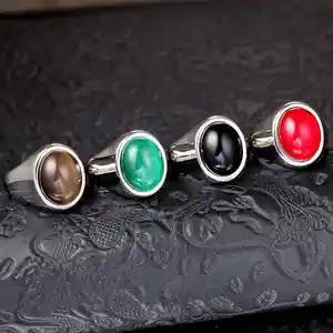 Yiwu Ruigang แหวนสเตนเลสสตีล,แหวนหินธรรมชาติสีสันสดใสสไตล์ที่แตกต่างกัน