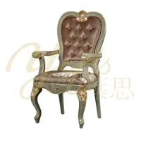 Yips เก้าอี้แขนผ้าแข็งรุ่น Lushgreen LD-2004-1872,เก้าอี้ผ้าสำหรับห้องรับประทานอาหารลายดอกไม้แกะสลักทำมือ