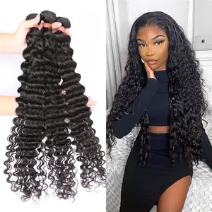 Wholesale Price 100% india Hair Bundles Virgin Unprocessed Indian Temple Hair Deep Wave Human Bundles