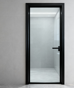 Fabricant de portes en verre dépoli avec cadre en aluminium noir sur mesure, portes à battants pour salle de bain, cuisine, style moderne - Product Image 3