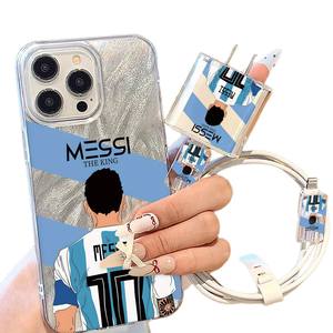 Ensemble de 5 coques de téléphone avec motif de silhouette arrière de Messi + kit de protection du chargeur, adapté aux séries Iphone11-17 - Product Image 5