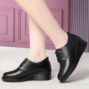 Xuanhui Nuova Collezione <span class=keywords><strong>Scarpe</strong></span> Casual da Donna in Vera Pelle Antiscivolo Comode <span class=keywords><strong>con</strong></span> Lacci e Plateau 4,5 cm - Product Image 3