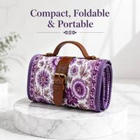 Grande couverture de pique-nique bohème imperméable et écologique en tissu Oxford 200x200cm, violette, pour extérieur, plage, pliable, portable, haut de gamme