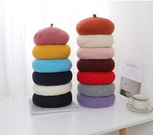 Boina de Color Sólido de Alta Calidad al por Mayor, Estilo Coreano Vintage, para Otoño e Invierno, Informal, para Artistas, 100% Acrílico - Product Image 1