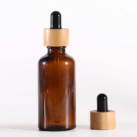 Botol Minyak Esensial Kaca Buram dengan Tutup Bambu dan Pipet, Kemasan Kosmetik, 30ml 50ml