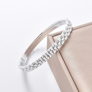 Minimalist Luxury Gear Textured Wholesale Fashion Fine Designer Custom <b>silver</b> Plated Stainless Steel for women <b>bangle</b> <b>bracelet</b> - Product Image 4