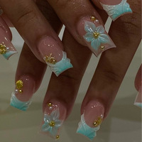 Armadura Falsa Reutilizable Brillante Simple con Rayas Blancas y Azul Cielo, 24 Unidades, para Tiendas de Belleza y Venta al por Mayor de Fábrica