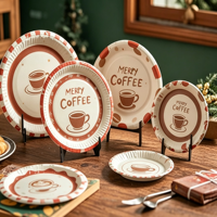 Assiettes et bols en carton écologiques jetables de 6 pouces, qualité alimentaire, pour gâteaux, 200 pièces, pour fêtes