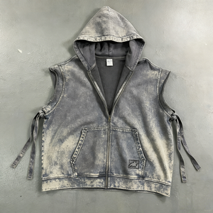 Sweat-shirt à capuche en polyester personnalisé, design <span class=keywords><strong>vierge</strong></span>, streetwear <span class=keywords><strong>de</strong></span> luxe surdimensionné, sans manches, fermeture éclair, pour adultes - Product Image 1