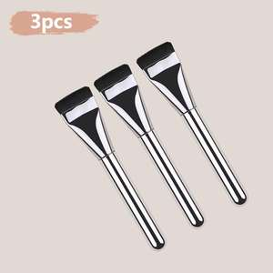 Elegante Juego de Brochas de Maquillaje Profesional de 3 Piezas con Cerdas Sintéticas Planas y Mango Metálico para Aplicación de Colorete en las Mejillas - Product Image 5