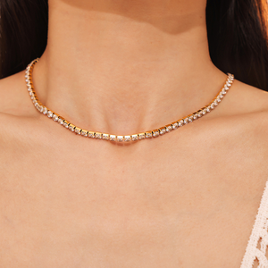 Bisuteria Acero Inoxidable Luxury <strong>Table</strong> Tennis Zircon Necklace <strong>Stainless</strong> <strong>Steel</strong> Diamond Choker Necklace for Woman Engagement - Product Image 3