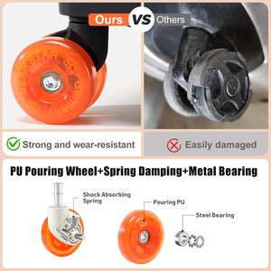 Valise à roulettes rigide sans fermeture éclair avec cadre en aluminium, roues souples en gel, serrure TSA (NoirOrange 21 pouces) - Product Image 3
