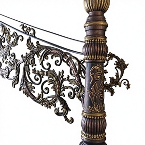 Rampe d'escalier de villa de luxe en fer forgé bronze antique, design décoratif en métal pour intérieur - Product Image 2